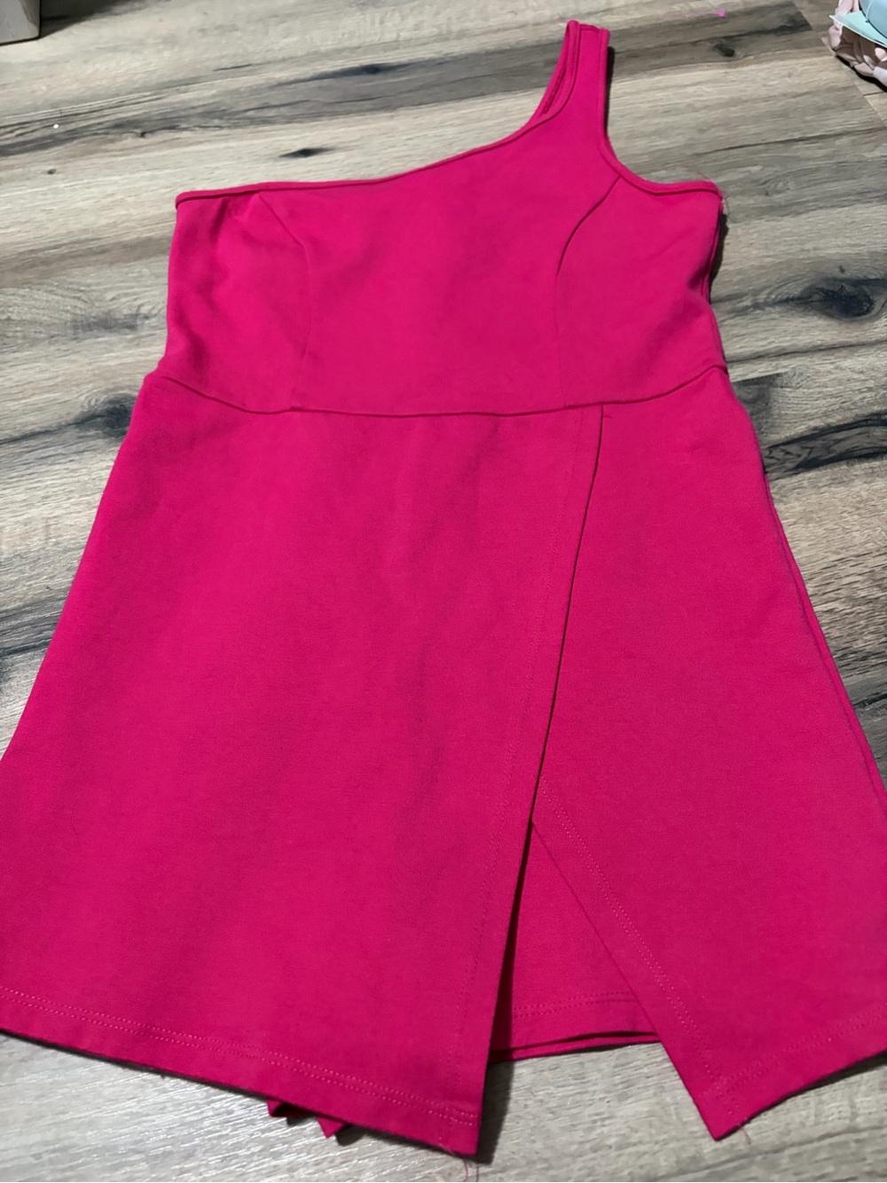 Altar'd State Hot Pink One-Shoulder Romper - small